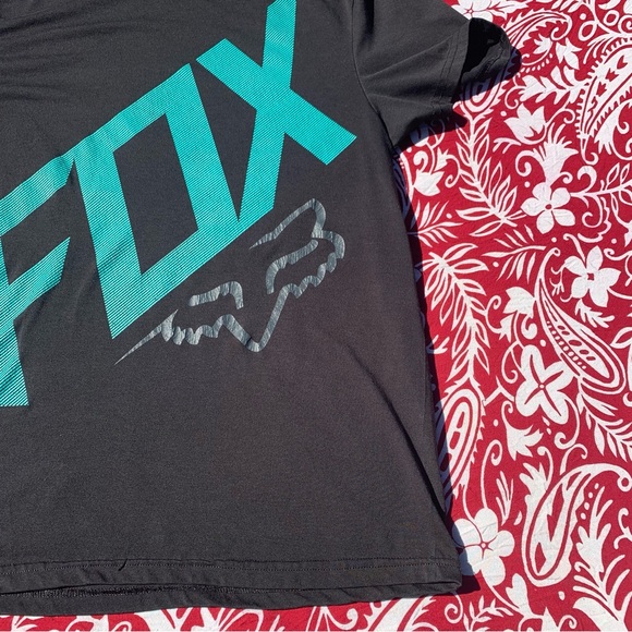 🏁🦊 Fox Racing Tech TruDri Black & Teal Short Sleeve Graphic Logo T-Shirt 🦊🏁 - Picture 4 of 15